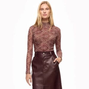 Ronny Kobo Mock Neck Mesh Top Paisley M